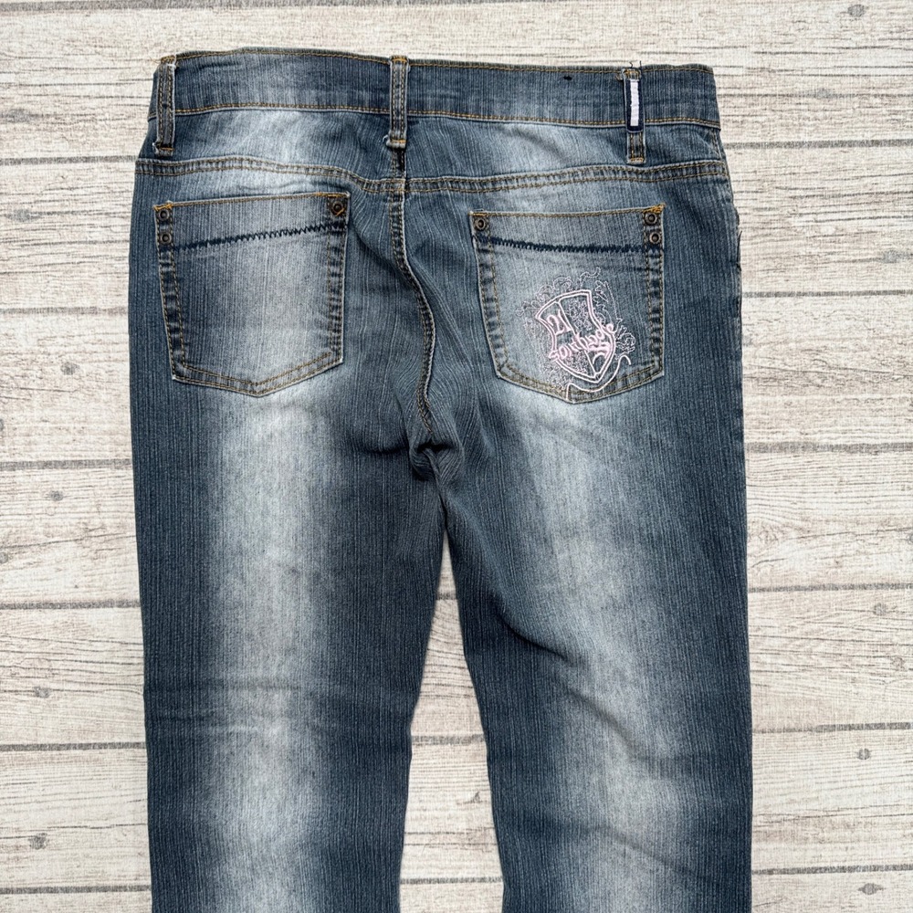 Y2K Southpole Jeans Women's 5 Blue Medium Wash Bootcut Embellished Streetwear - Picture 4 of 9